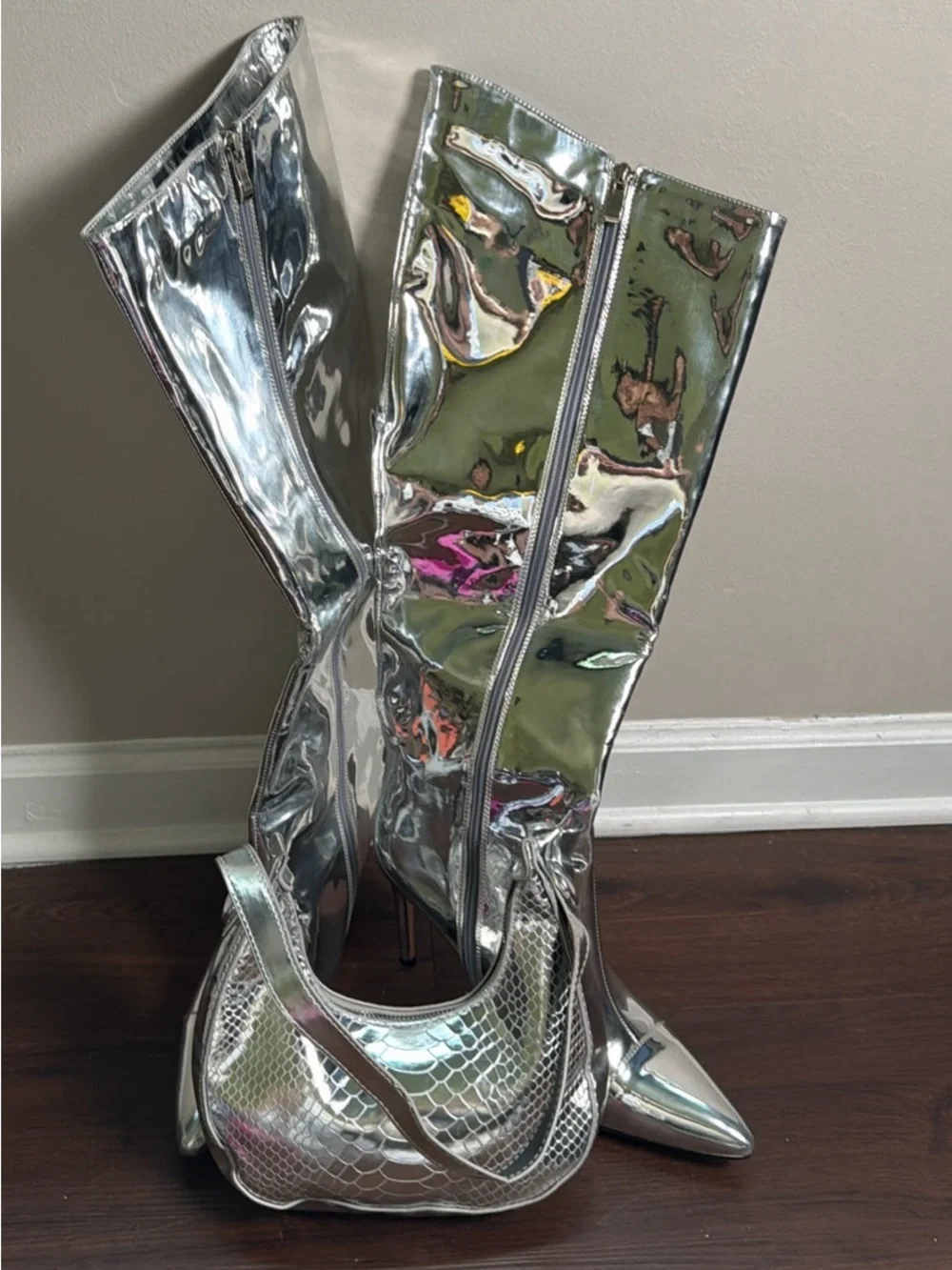 Metallic Solver Knee Boots
